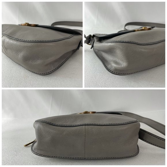 Fossil Gray Cow Hide Leather Cutout Crossbody Bag - Picture 12 of 12